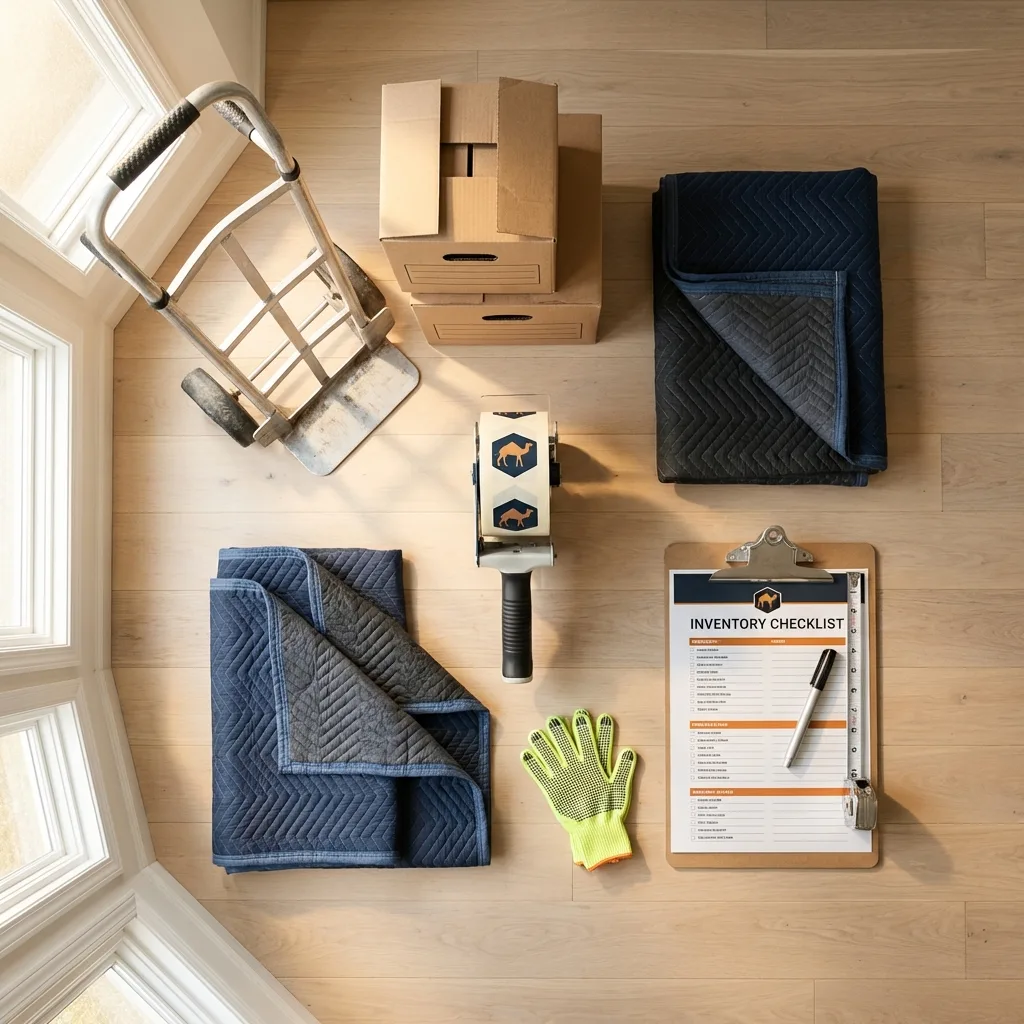 Professional moving supplies and packing materials layout for Kodiak residential relocations